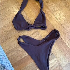 SKATIE Ribbed chocolate Bikini Set - Two Piece Swimwear